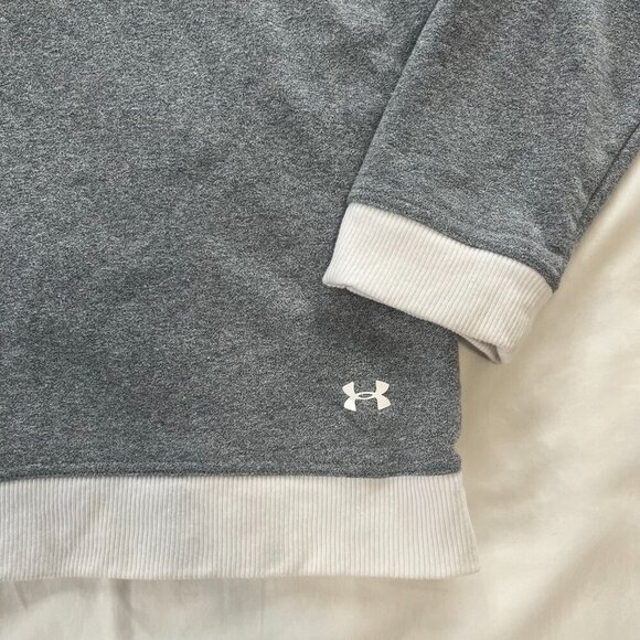 Under Armour Gray White Long Sleeve Cropped Cowl Neck Sweater | Size L - Picture 2 of 6